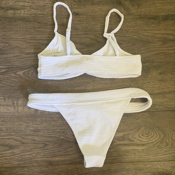 Pacsun Two Piece White Bikini Set Textured Seersucker Cheeky Bottoms Twist Top - Picture 6 of 8